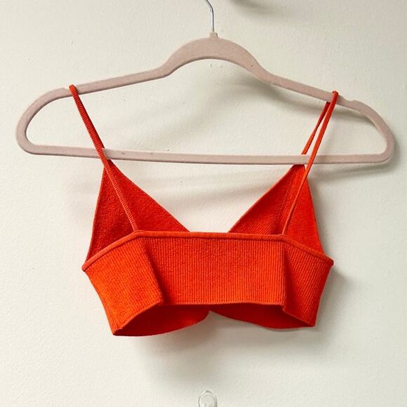 Scanlan Theodore Sleeveless V-Neck Crepe Knit Bralette Crop Top Orange Women's S - Picture 3 of 4